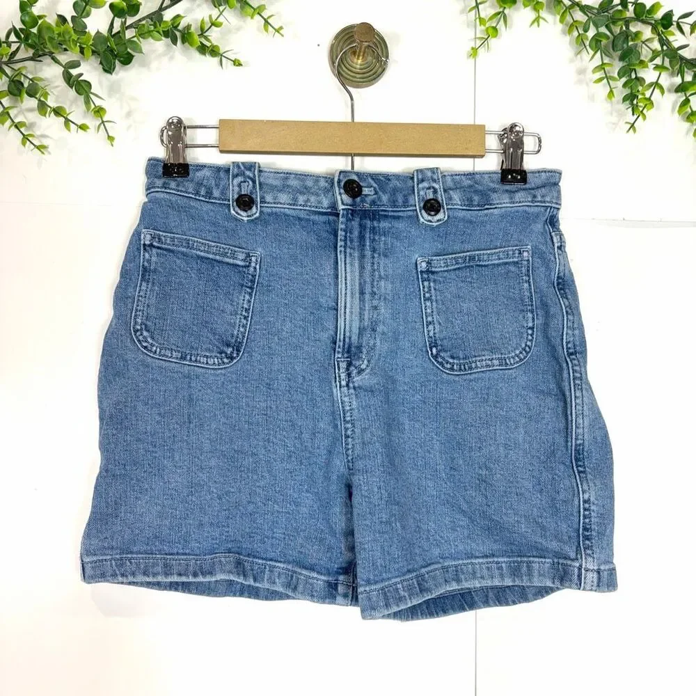 J. Crew Shorts Women 4 Blue Denim Sky Fall Wash High Rise Front Pocket small